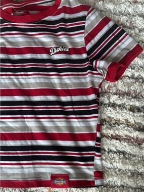 Vintage Dickies Red Black White Striped Short Sleeve Tee